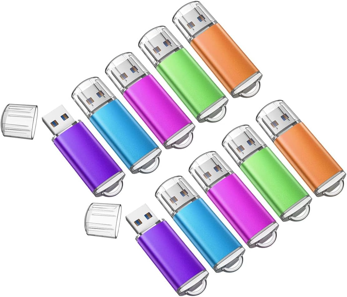 32GB Flash Drive USB 2.0 Flash Memory Stick Drive 10 Pack 32 GB USB Flash Drives Thumb Drive 32G Gig USB Drives Pen Drive Jump Drive, Mixed Colors