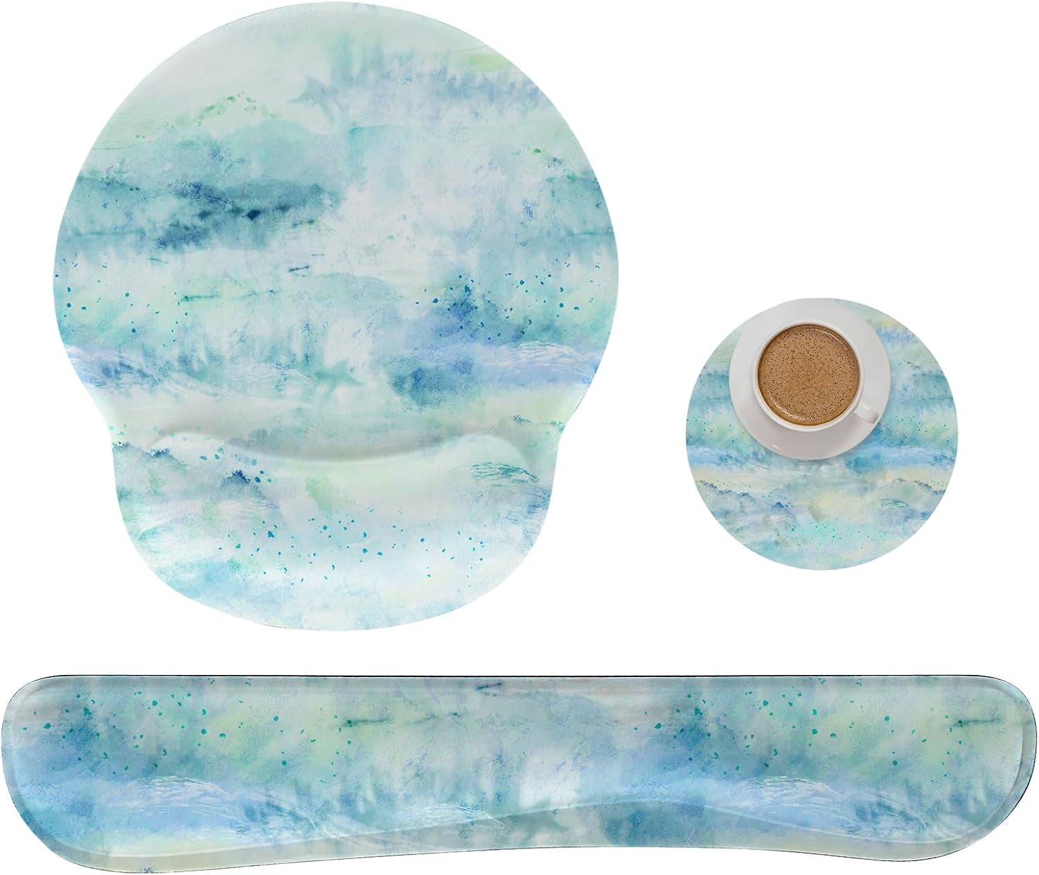 Ergonomic Keyboard Mouse Pad Wrist Rest Support Set for Laptop/Computer/Desktop,Memory Foam Hand Rest Wrist Cushion for Gaming/Office,Lightweight Comfortable & Pain Relief (Greyish White)