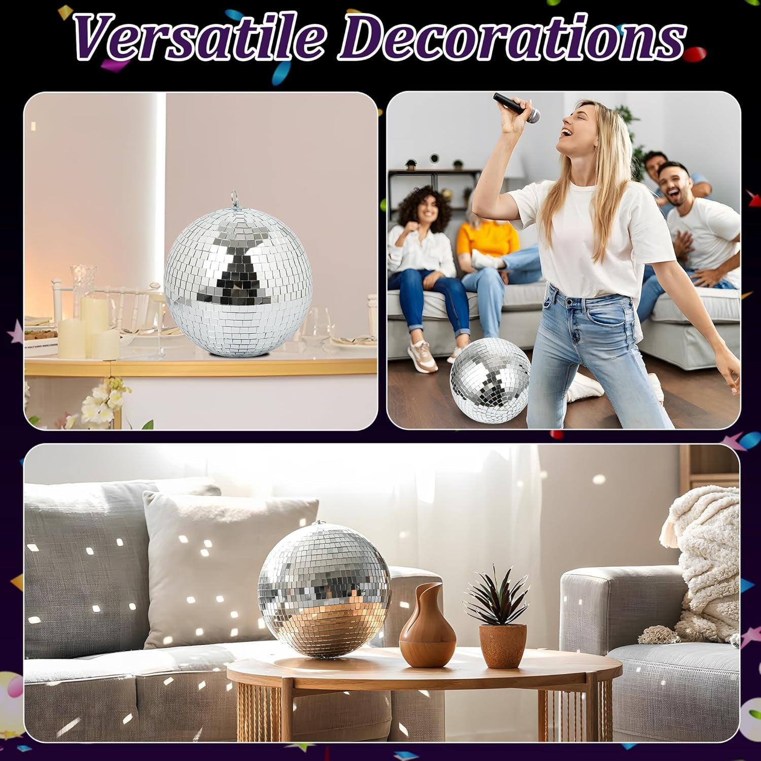 8Inch Disco Ball Decor Mirror Balls Hanging Disco for Party Decorations Wedding Home