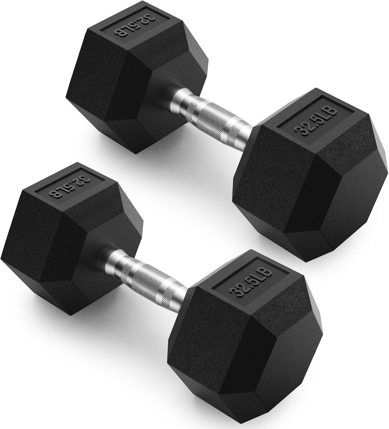 HEX Dumbbell Set 2.5-125Lb, Rubber Encased Home Gym Dumbbells, Exercise & Fitness Weights Dumbbells for Women & Men, Hand Weight for Strength Training