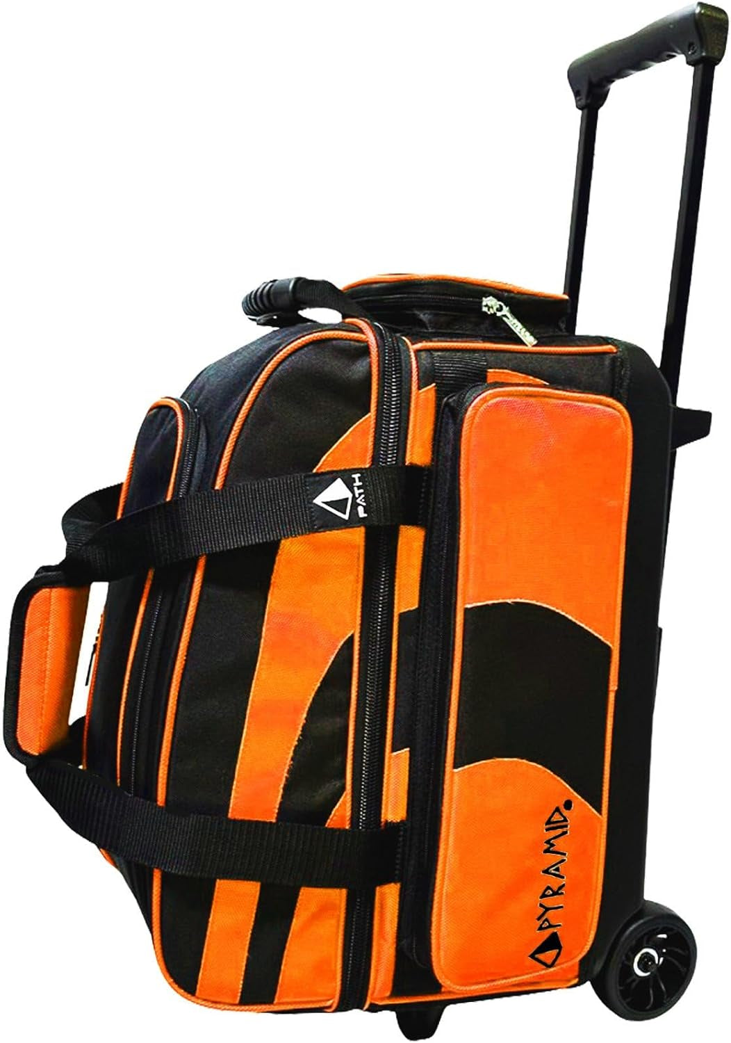 Deluxe Double Roller 2 Ball Bowling Bag with Large Separate Shoe Compartment (Up to 2 Pairs of Shoes) and Accessory Pockets, Sturdy Square Handle - Extends to 40" - Pro Options Available