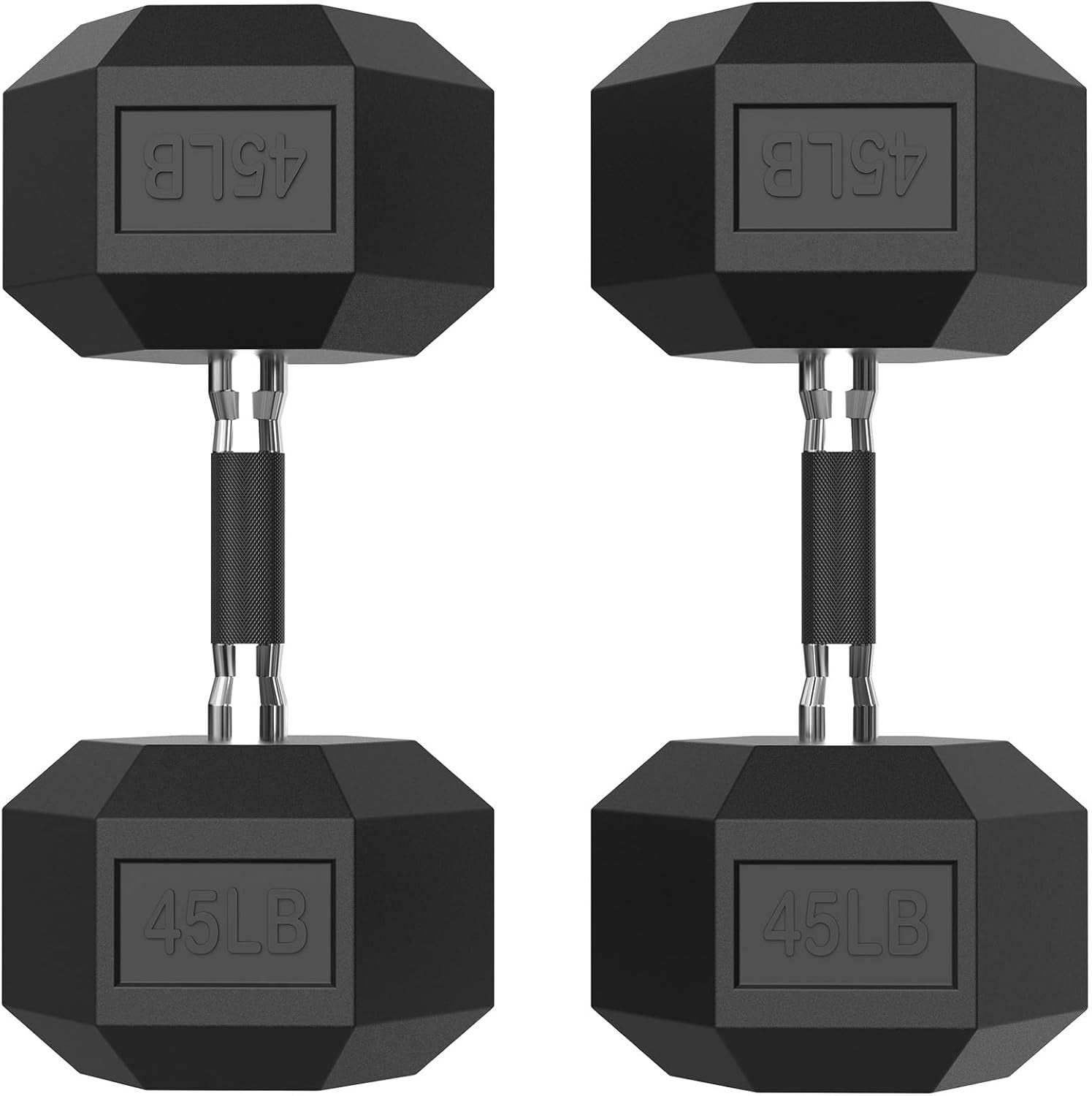 HEX Dumbbell Set 2.5-125Lb, Rubber Encased Home Gym Dumbbells, Exercise & Fitness Weights Dumbbells for Women & Men, Hand Weight for Strength Training
