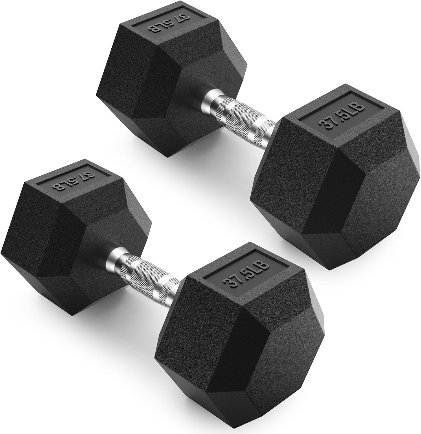 HEX Dumbbell Set 2.5-125Lb, Rubber Encased Home Gym Dumbbells, Exercise & Fitness Weights Dumbbells for Women & Men, Hand Weight for Strength Training