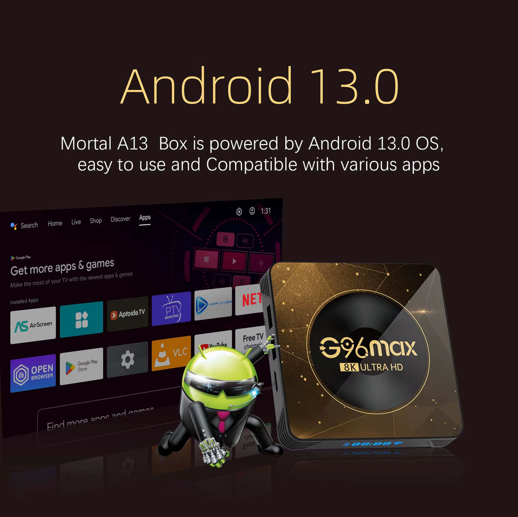 A13 Android13 8K TV Box Wifi6 Transmission Media Player Rockchip3528 32G64G Large Memory Netflix Youtube Free Live TV