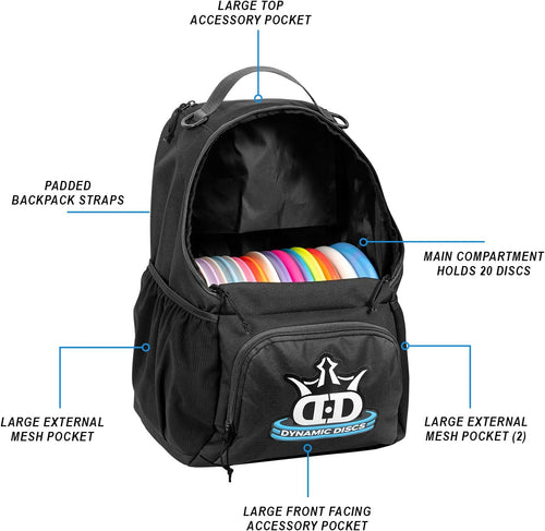 Cadet Disc Golf Bag - 17+ Discs Capacity - Beginner Disc Golf Accessories for Men - USA Business & Support - Includes Accessories Pouch & Water Bottle Holder - Lightweight & Durable