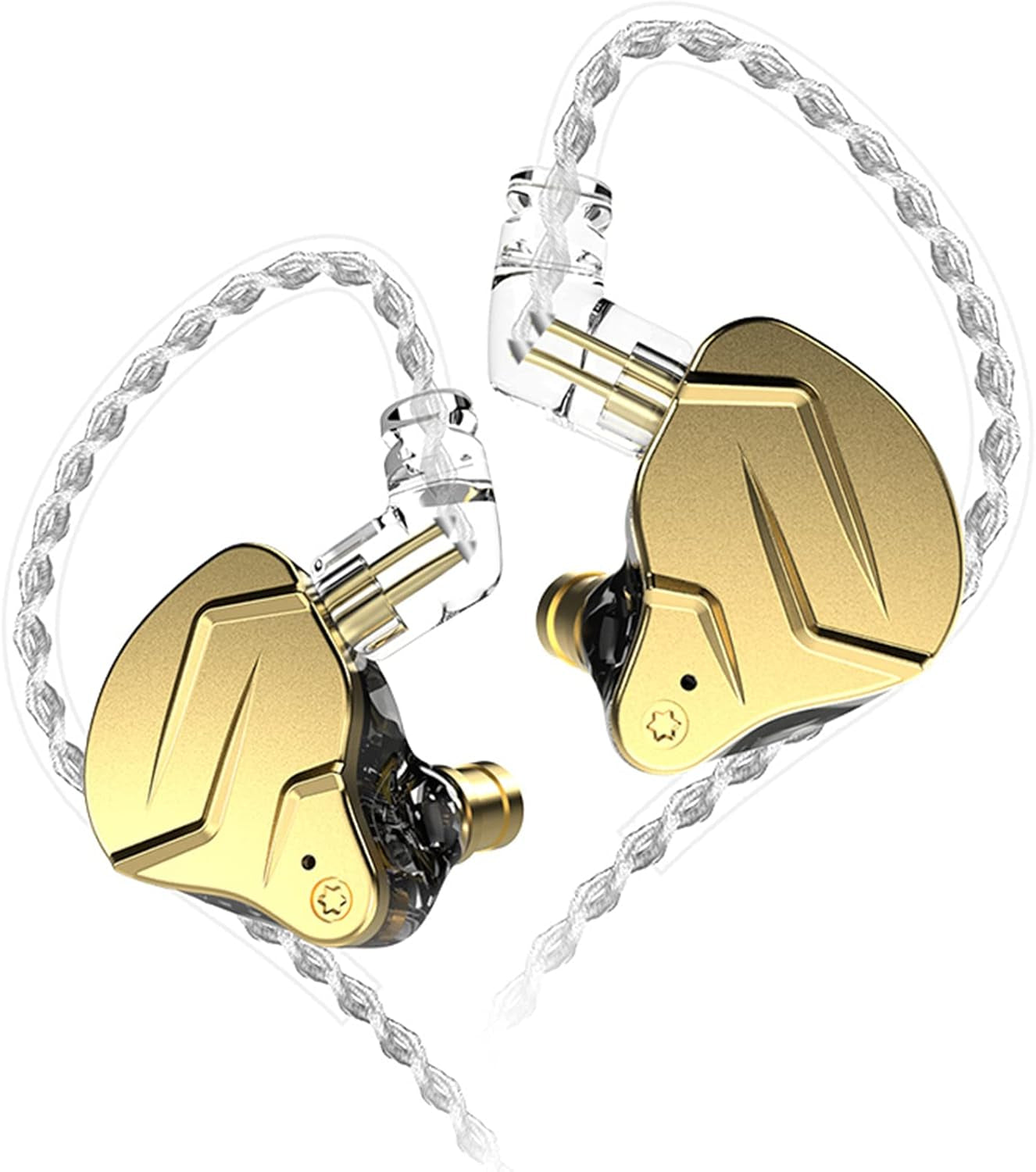 KZ ZSN PRO X in Ear Monitor Headphones Gaming Earbuds, High Fidelity Wired Earbuds, Hybrid Dual Driver IEMS Earphones with 1BA 1DD Detachable Tangle-Free Cable for Computer Tablet (Gold, without Mic)