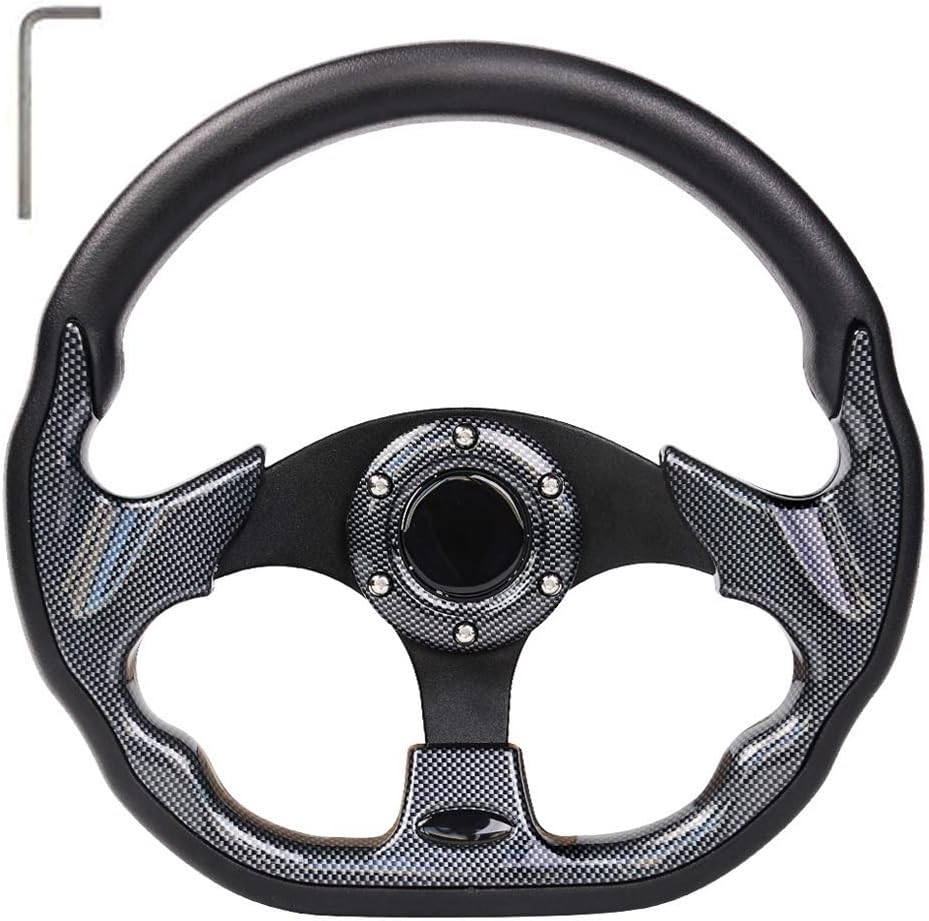 Golf Cart Steering Wheel for EZGO Txt/Rxv/Valor/Marathon, Club Car Ds/Precedent/Onward/Tempo and Yamaha G2-G29 Drive Carts with Racing D-Shape Comfortable Grip Ergonomic Design Precise Steering.