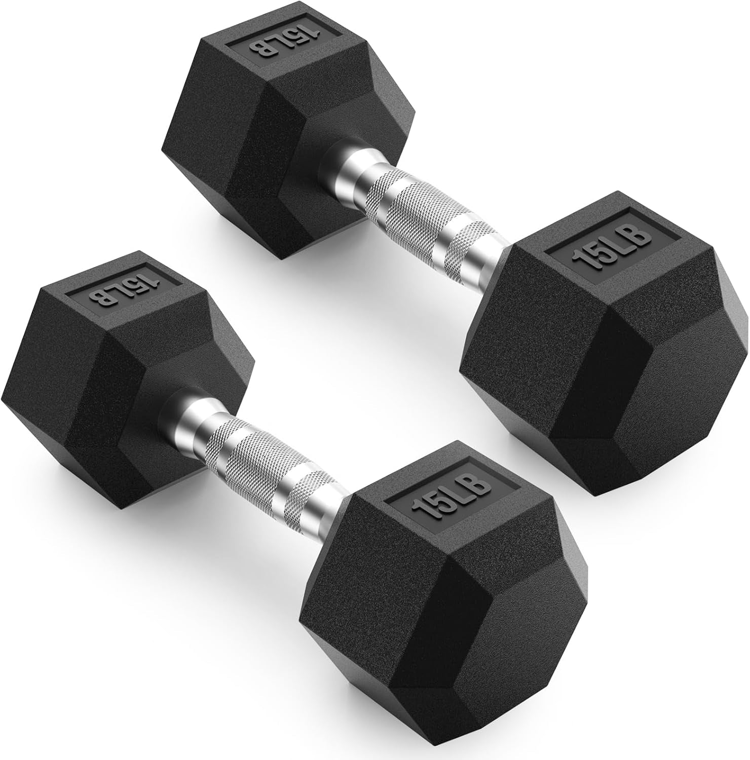 HEX Dumbbell Set 2.5-125Lb, Rubber Encased Home Gym Dumbbells, Exercise & Fitness Weights Dumbbells for Women & Men, Hand Weight for Strength Training
