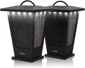Bluetooth Speakers Waterproof, 2 Packs True Wireless Stereo Sound 20W Dual Pairing Lantern Indoor Outdoor Speakers with 20 Piece LED Lights, Rich Bass, Pinao Black