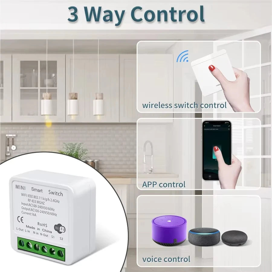 1/2/3Gang Wall Switch RF 433Mhz Wireless Light Switch Tuya Smart Wifi Switch Smart Life APP Voice Control with Alexa Google Home