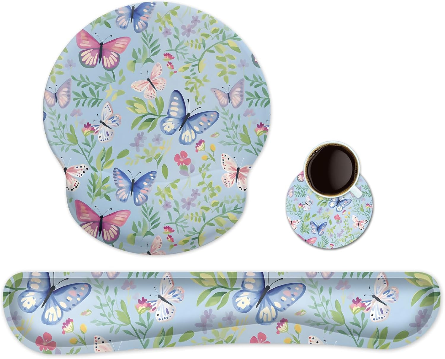 Ergonomic Keyboard Mouse Pad Wrist Rest Support Set for Laptop/Computer/Desktop,Memory Foam Hand Rest Wrist Cushion for Gaming/Office,Lightweight Comfortable & Pain Relief (Greyish White)