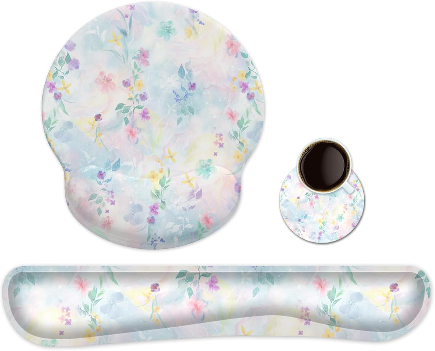 Ergonomic Keyboard Mouse Pad Wrist Rest Support Set for Laptop/Computer/Desktop,Memory Foam Hand Rest Wrist Cushion for Gaming/Office,Lightweight Comfortable & Pain Relief (Greyish White)