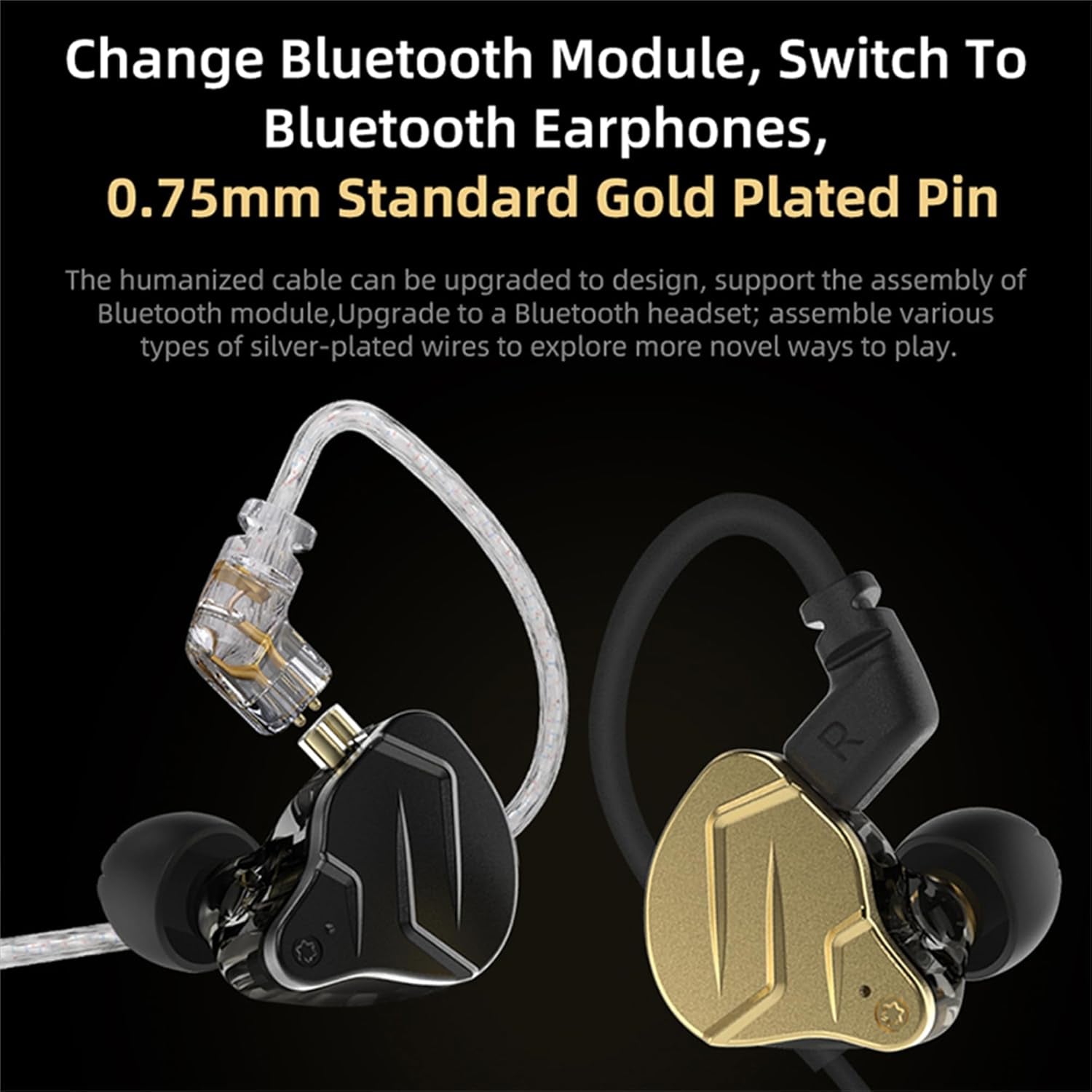 KZ ZSN PRO X in Ear Monitor Headphones Gaming Earbuds, High Fidelity Wired Earbuds, Hybrid Dual Driver IEMS Earphones with 1BA 1DD Detachable Tangle-Free Cable for Computer Tablet (Gold, without Mic)