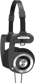 Porta Pro Black On-Ear Headphones, Retro Style, Collapsible Design, Case Included, Black