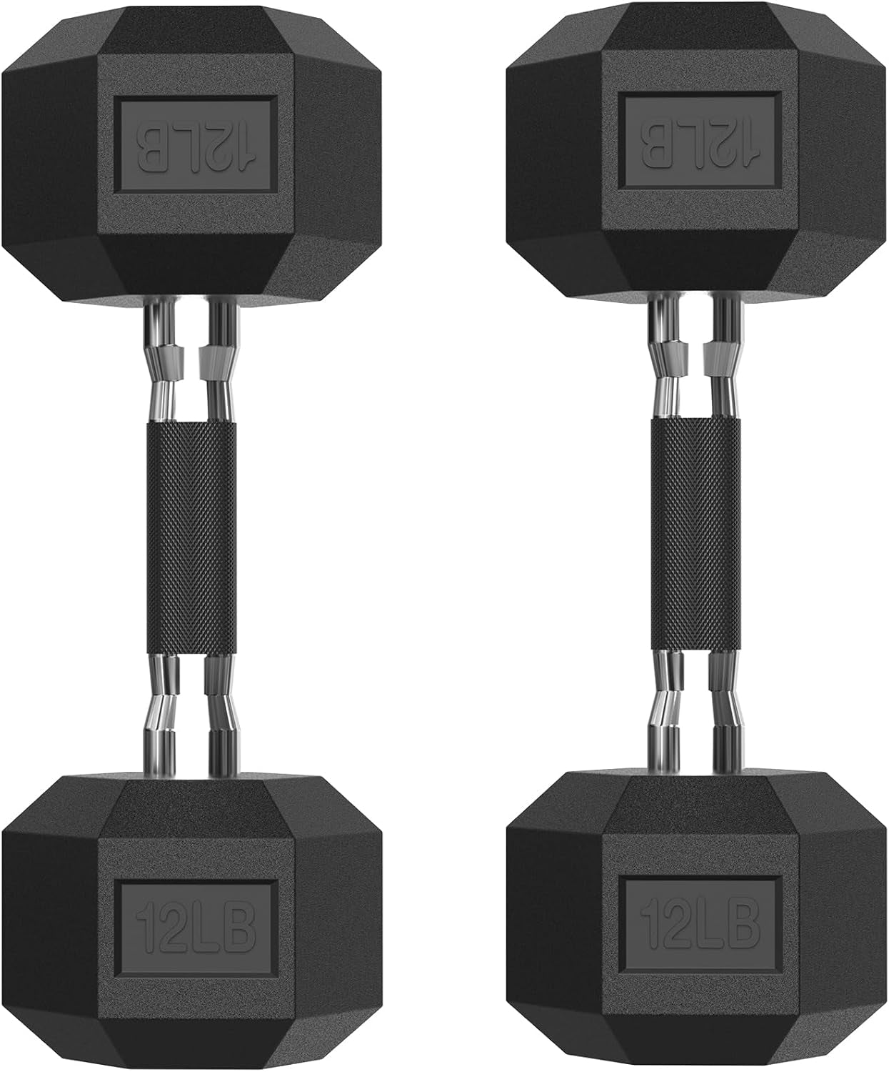 HEX Dumbbell Set 2.5-125Lb, Rubber Encased Home Gym Dumbbells, Exercise & Fitness Weights Dumbbells for Women & Men, Hand Weight for Strength Training