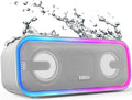 Soundbox Pro+ Bluetooth Speaker, Immersive 24W Stereo Sound with Booming Bass, IPX6 Waterproof, 15H Playtime, Mixed Colors Lights, Wireless for Backyard, Hiking, Garage, Party-Grey