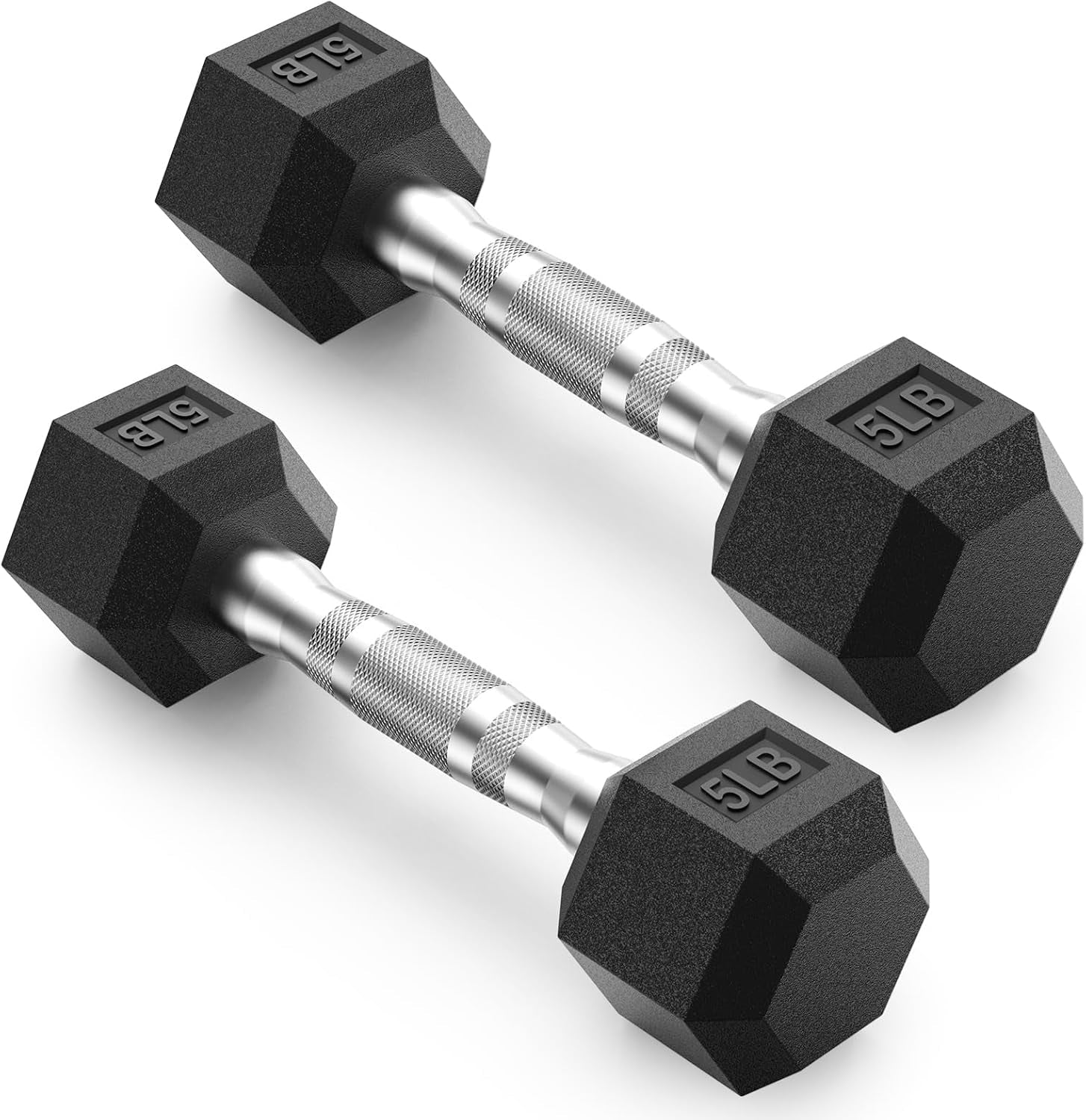 HEX Dumbbell Set 2.5-125Lb, Rubber Encased Home Gym Dumbbells, Exercise & Fitness Weights Dumbbells for Women & Men, Hand Weight for Strength Training