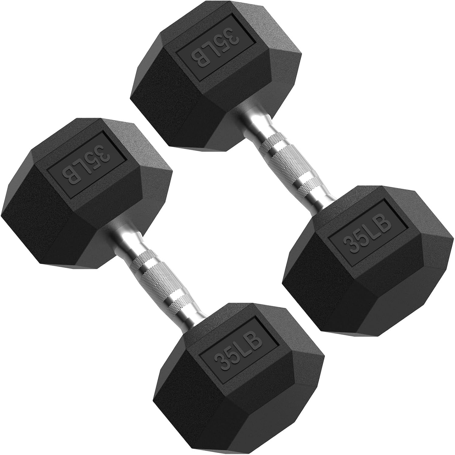 HEX Dumbbell Set 2.5-125Lb, Rubber Encased Home Gym Dumbbells, Exercise & Fitness Weights Dumbbells for Women & Men, Hand Weight for Strength Training
