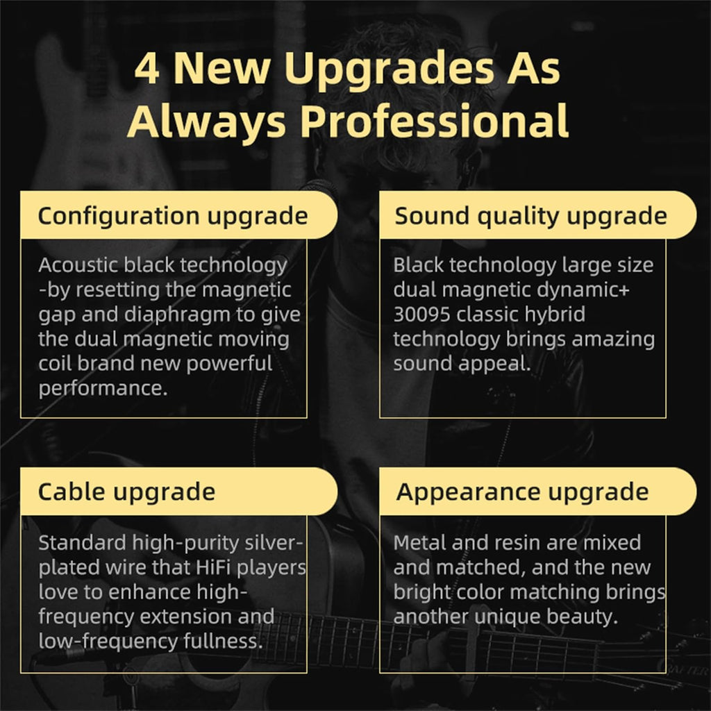 KZ ZSN PRO X in Ear Monitor Headphones Gaming Earbuds, High Fidelity Wired Earbuds, Hybrid Dual Driver IEMS Earphones with 1BA 1DD Detachable Tangle-Free Cable for Computer Tablet (Gold, without Mic)