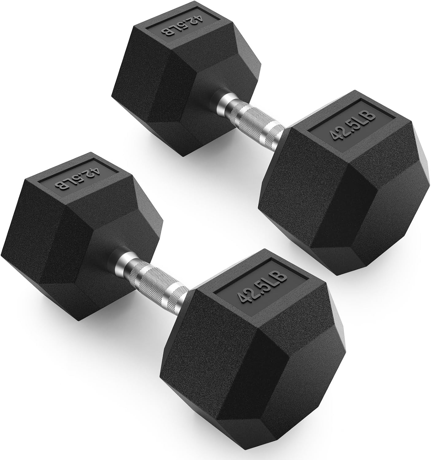 HEX Dumbbell Set 2.5-125Lb, Rubber Encased Home Gym Dumbbells, Exercise & Fitness Weights Dumbbells for Women & Men, Hand Weight for Strength Training