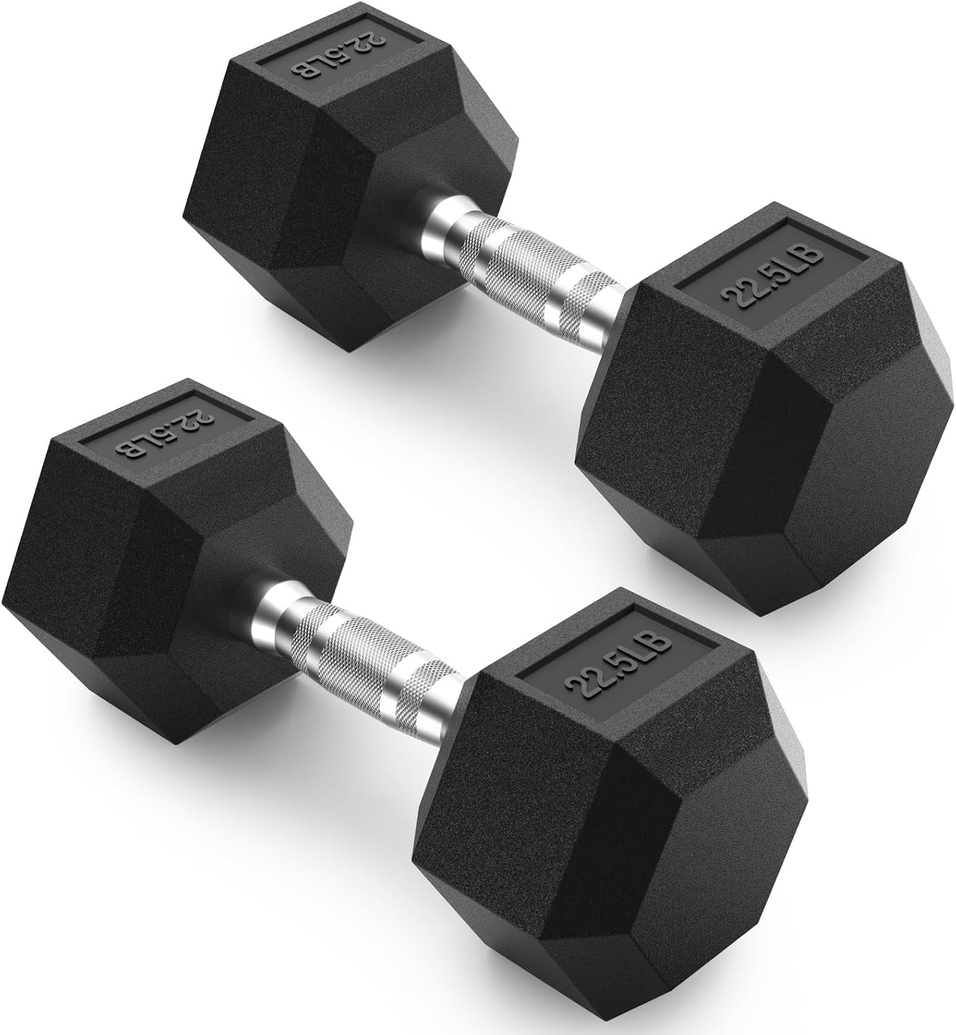 HEX Dumbbell Set 2.5-125Lb, Rubber Encased Home Gym Dumbbells, Exercise & Fitness Weights Dumbbells for Women & Men, Hand Weight for Strength Training