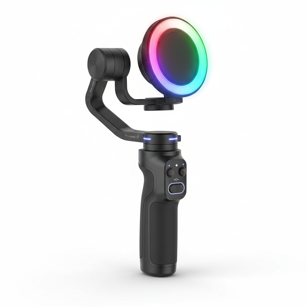 Smart X Pro Kit 3-Axis Smart Gimbal Stabilizer Set with RGB Magnetic Light OLED Display LED Light Focus Wheel (Black)