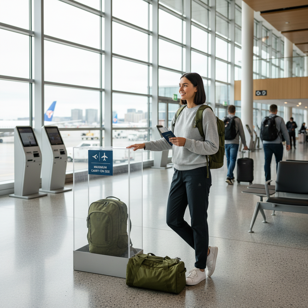 Traveler at airport with backpack